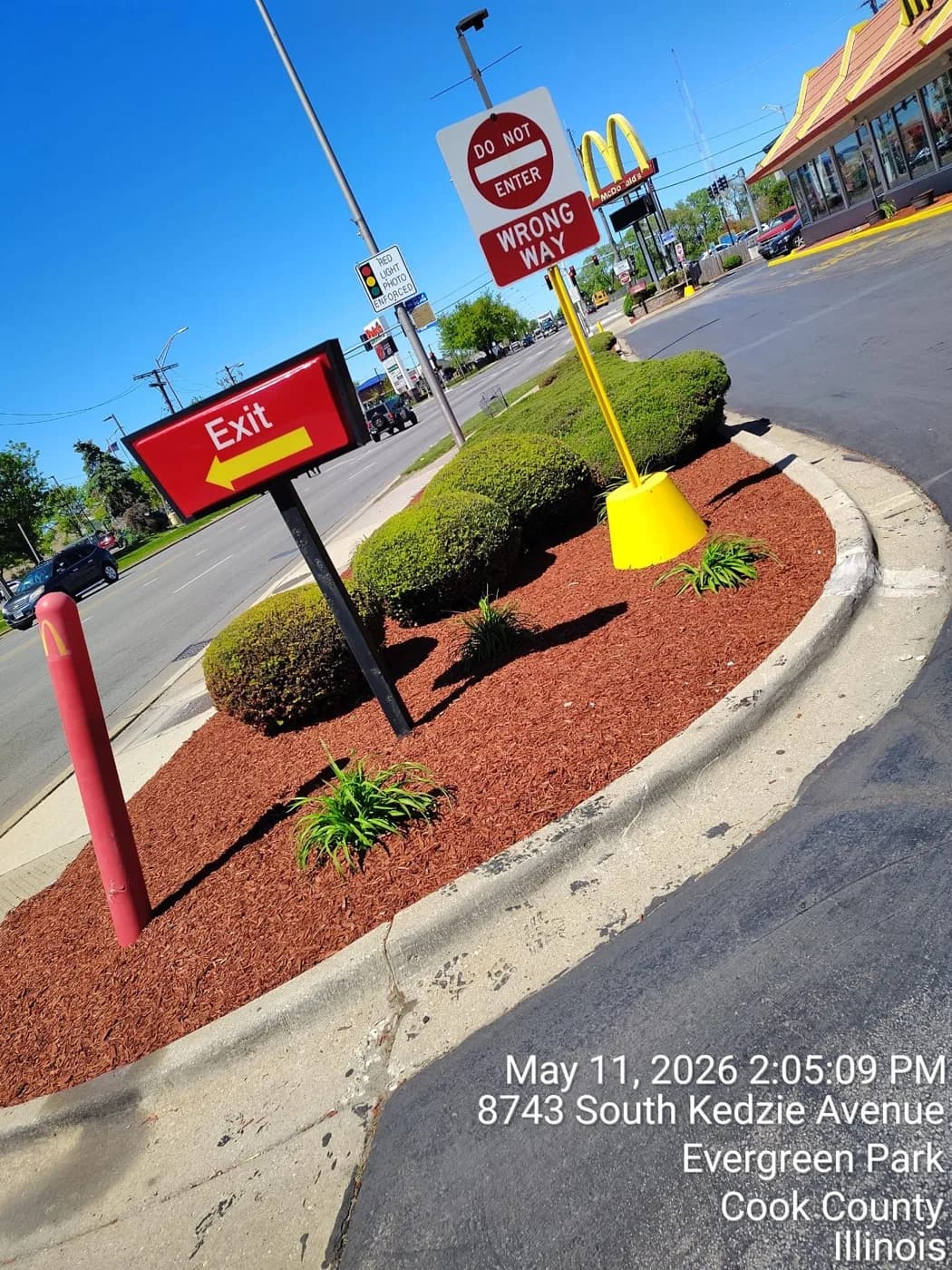 Commercial corner island cleaned up and re-mulched
